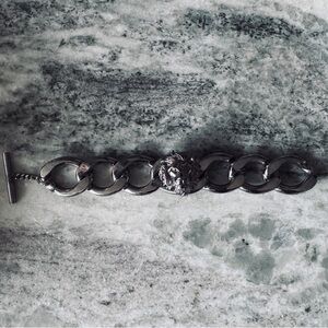 Versus Versace Gunmetal Lion Chain Bracelet